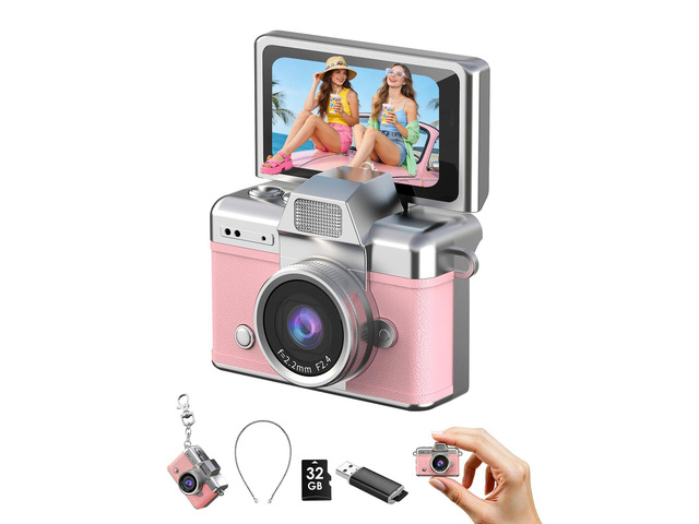 Mini Keychain Camera, 1080P Portable Digital Camera with 1.47 Flip LCD & Flash, Retro Collectible Pocket Camera for Travel, Parties,...