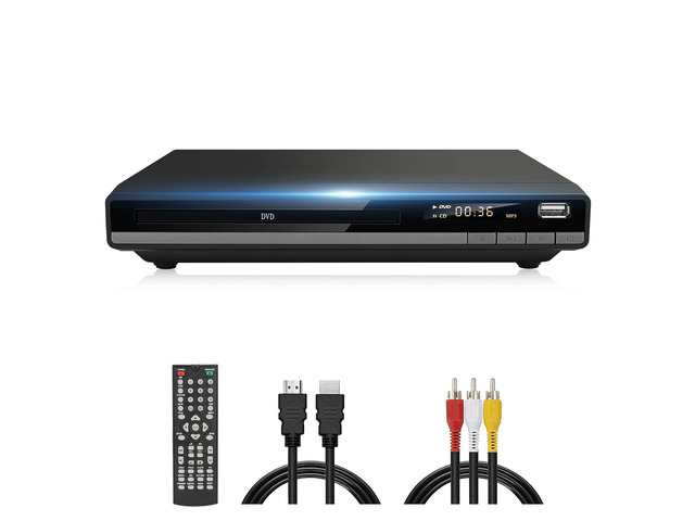 DVD Player Region Free DVD Players for TV, 1080P Upscaling, USB Input, HDMI RCA Cable Included, Breakpoint Memory, Built-in PAL NTSC, DVD CD Player...