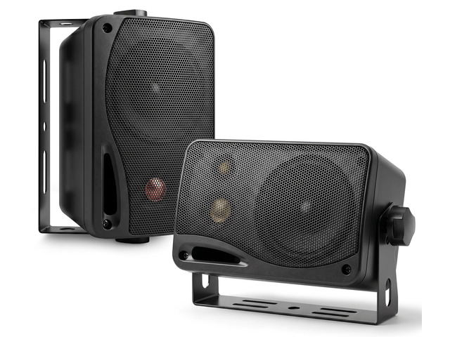 3-Way Indoor Outdoor Speaker System - 3.5 Inch 200W Pair of Mini Box Ceiling Wall Mount Speakers w/1' Tweeter, 3.25' Woofer, 1.75 Midrange - Home...