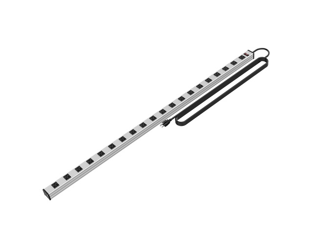 20 Outlet Heavy Duty Metal Socket Power Strip,15-Foot Long Extension Cord with Circuit Breaker. Mounting Brackets Included,Workshop/Industrial...