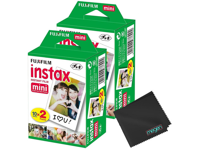 Mini Instant Film (White) for Mini 8,9,11,12,50s, 25, 7s, 90, 300 Cameras, Instax Mini Link's W/Microfiber Cloth by Megen (40 Prints)