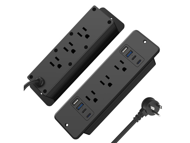 6 Outlets Recessed Power Strip, 20W USB C Ports, Black, 6FT, 2 For Offer, Furniture, Desk Organizer Gaming Accessorie Flush Mount, Home...