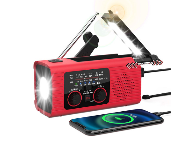 Emergency Weather Radio, 4000mAh NOAA Weather Radio Solar Charging Hand Crank Radio & USB Charged, Radios Portable Am Fm with LED Flashlight,...