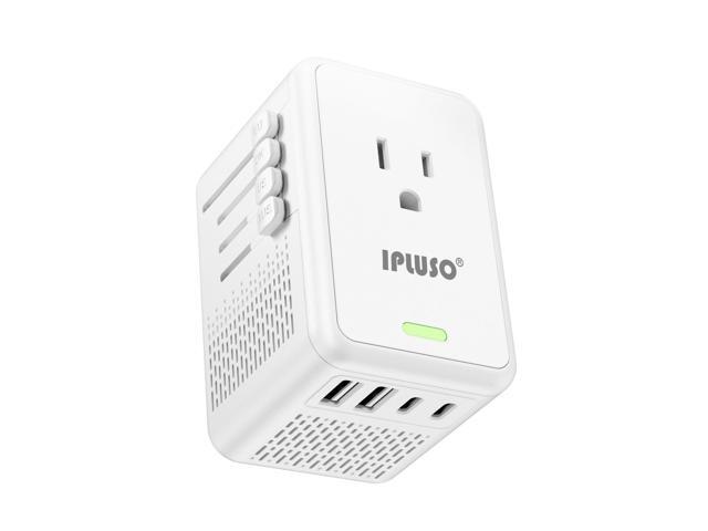Converter for European Travel with AC Socket, 2 USB C & 2 USB A Ports Specially for Hair Dryers, Compact Voltage Converter US to Europe, 220v to...
