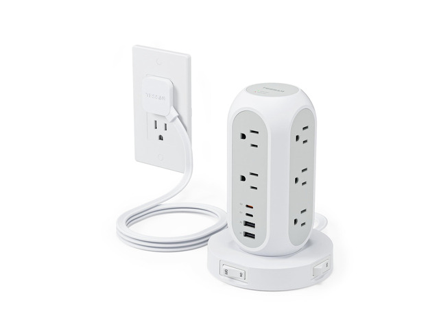 Surge Protector Power Strip with 1050J, Individual Switches, 6 Ft 11 Outlets, 4 USB Ports (2 USB C), Flat Extension Cord, 20W Charging Station...