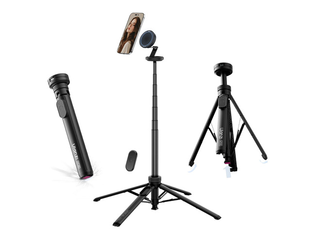 MT85 60' Magnetic Phone Tripod for iPhone 17, Auto Open Selfie Stick N52 Magnetic, Aluminum, Enhanced 4-Leg, Extendable Phone Stand for Magsafe w...