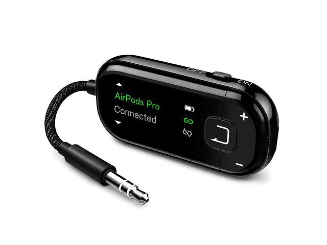 Voyager Airplane Bluetooth Adapter with OLED Display Easy Pairing for AirPods, Bose & Bluetooth Headphones, aptX Adaptive & Auracast Audio...
