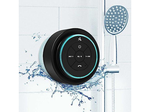 Upgraded, Pro Shower Speaker, Certified IPX7 Waterproof Bluetooth Speaker, with Suction Cup, Silicone Lanyard, 8W Crystal Sound & Rich Bass, 15H...