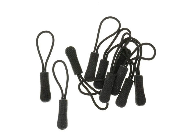 10 Anti-slip zipper puller, zipper, zipper extension trailer, practical and robust for back pack, jacket, etc.- Black