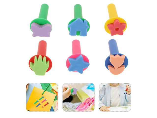 6 Pcs Graffiti Brush Stencil Toddler Paint Brushes Foam Face Eva Sponge Painting