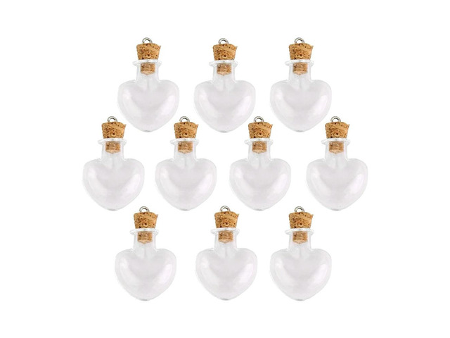 10pcs glass cork bottle glasses ampoules wool bottle pendants heart form