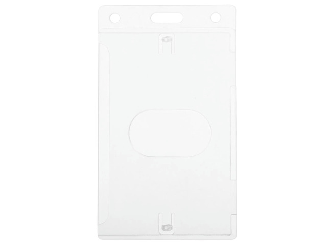 Hard Plastic Id Badge Holder Vertical Card Protector Transparent Card Cover with Thumb Slot for Office School Use