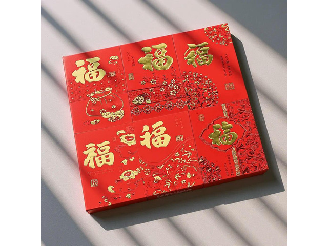 6Pcs Cute Red Envelopes Chinese Year 2024 Fu Paper Money Pockets Red Packets for Elders to Younger