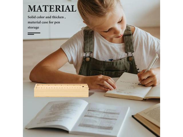 Solid Color Thick Wooden Pencil Case Rectangle Box Large Capacity Eco Friendly Wood Stationery Box for Kids School