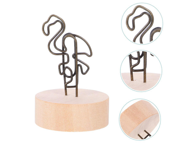 Desktop Photo Clip Holder with Wooden Base for Table Number Display Wedding Place Cards Menu Cards Memo Notes Picture Stand Card