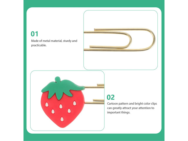 8Pcs Avocado Bookmark Paper Clips Premium l Cartoon Pattern Office School l Paper Clamp Binding Pin Cute Stationery
