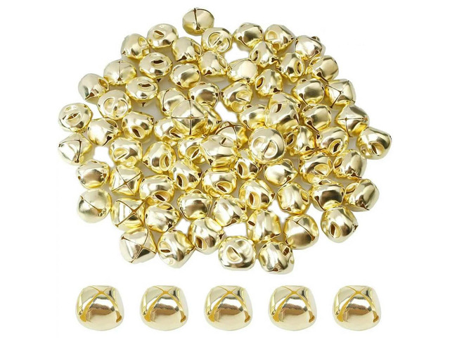 100 Pieces Jingle Bells, 15mm l Jingle Bells Mini Craft Bells Beads for DIY Gold