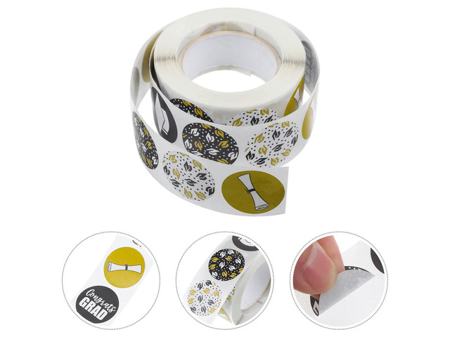 500Pcs Graduation Themed Stickers Cool Stylish Self Stick Round Seal els for Balloons Cards Gift Wraps DIY Room Decor