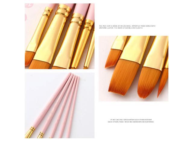 5Pcs Professional Paintbrush Set Elastic Nylon Hair for Watercolor Oil Acrylic Painting Suitable for Students Artists Painting