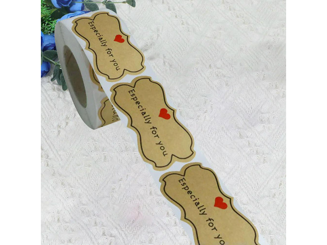 250Pcs Self-Adhesive Sealing el Stickers Kraft Paper Design for Biscuit Macaron Chocolate Bag Closure Gift Tag Decoration