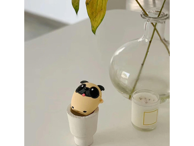 1Pcs Cute Starling Dog Earphone Protective Shell Silicone Case Cover Khaki Compatible with AirPods 1 2 Clip-on