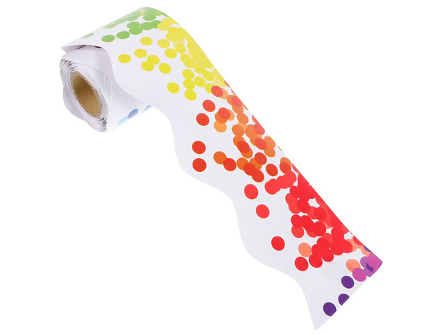Colorful Dots Border Trim Roll for Bulletin Boards Blackboard Classroom Decor Wall Door Locker Decoration DIY School Home Use