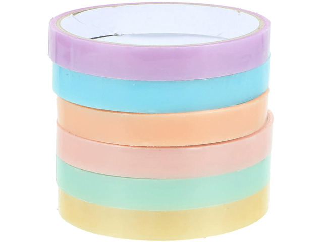 6Pcs Sticky Ball Adhesive Tape Silky Smooth Colored Rolling Stress Relief Craft Tape for Kids Adults Decompression Relaxation