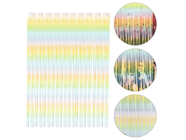 Macaron Foil Fringe Curtain Plastic Party Backdrop Vertical Stripe Design Birthday Party Decorations Bachelorette Supplies