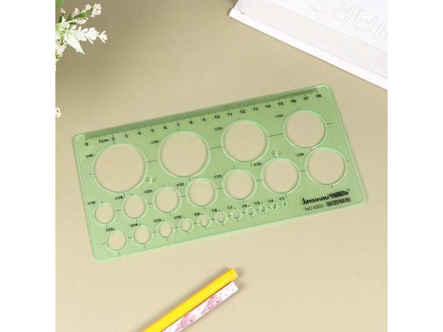 2Pcs Clear Geometric Plastic Draft Rulers Transparent Drawing Templates Measuring Tools for School Office Drawings Templates