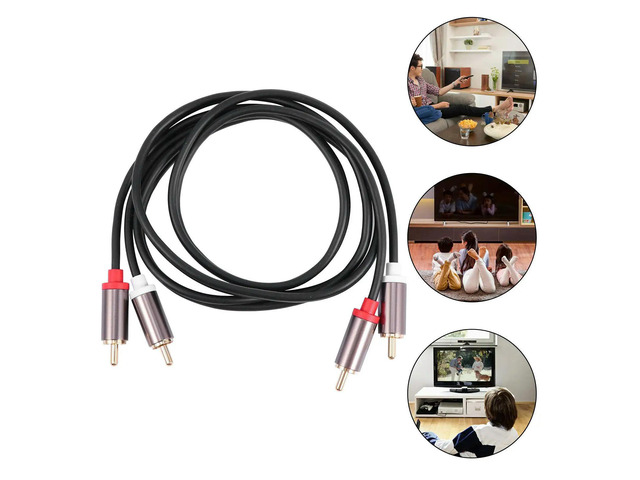 1 Meter Audio Connection Cable 2 to 2 Male Aluminum Alloy Shell Gold-Plated Plug for Gaming Consoles Home