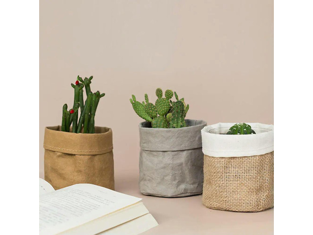 1Pcs Premium Kraft Paper Cloth Flower Pot Cover for Succulents Cactus Bonsai Mini Potted Plants Office Desk Decor Pen Makeup