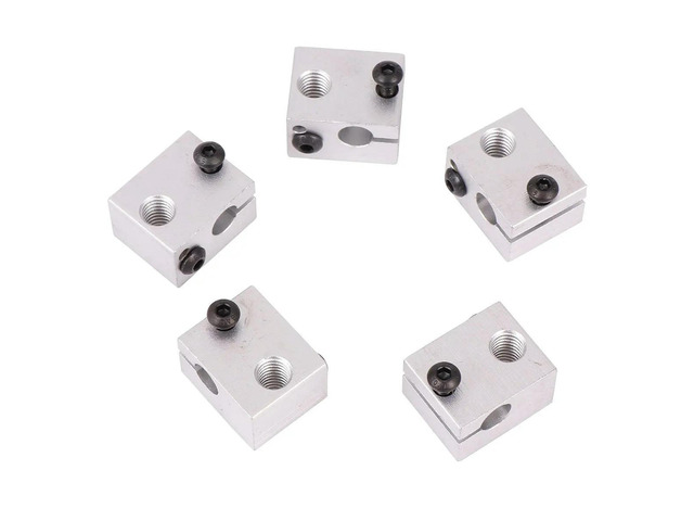 5Pcs Aluminum Heater Block for 3D Printer Hot End Aluminum Alloy Heating Block Sandblasted Oxidized Surface M5 Thermocouple Hole