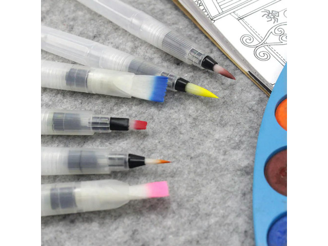 1Set Water Paint Brush Set 6 Colorful Watercolor Brush Pens Water Soluble Paint Leads Three Pointed Three Flat Heads