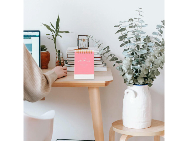 2024 Mini Desk Calendar Thick Smooth Paper Monthly Flip Calendar for Office Desktop Home Decor Standing Schedule