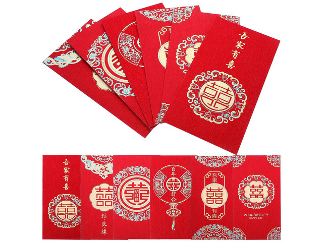 12Pcs Chinese Wedding Red Envelopes with Double Happiness Character Money Pockets for Cash Gifts Traditional Lucky