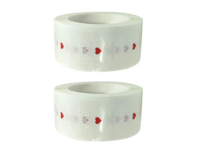 500Pcs Transparent Thank You el Stickers 2 Rolls Red Heart Thank You Decals for Gift Wrapping Flower Bouquets Candy Bags