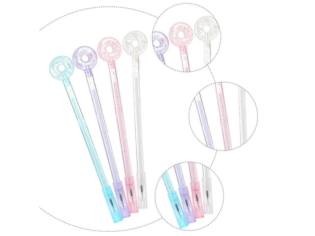 8Pcs Crystal Doughnut Gel Pens Smooth Writing Replaceable Refill Ideal for Coloring Books Doodling and Festival Souvenirs