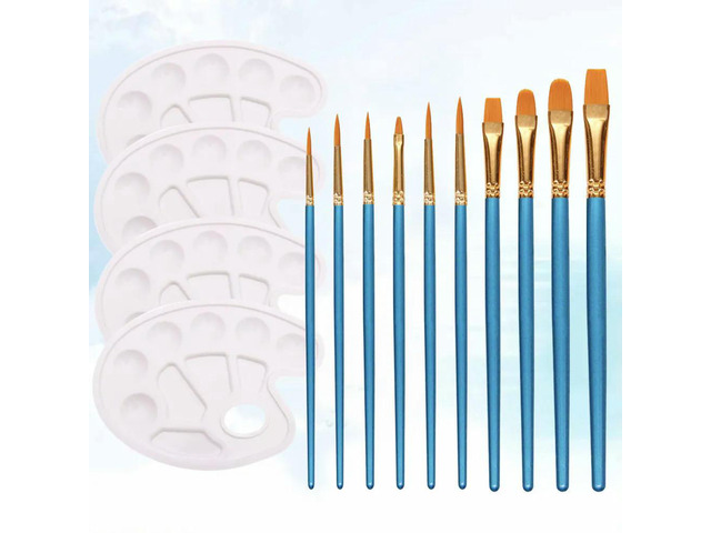 10Pcs Painting Brush Set Heavy Duty Paint Brushes for Acrylic Watercolor Oil Gouache Drawing Painting