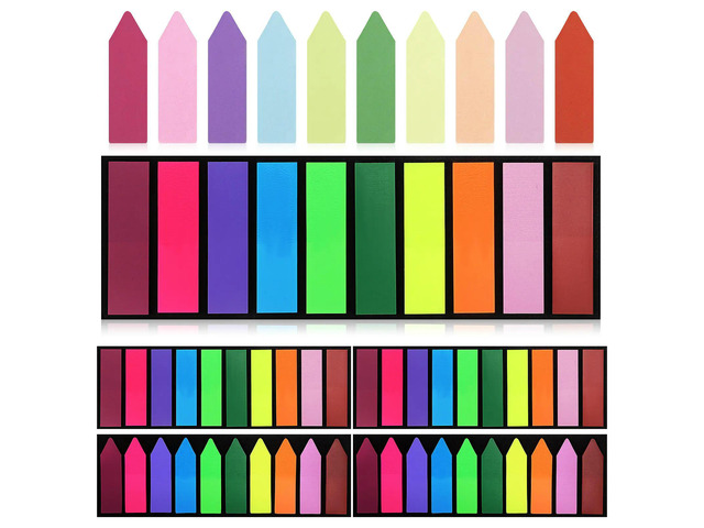 6Pack Fluorescent Index el Tabs Bright Colorful Sticky Page Markers for Books Notes Magazines Diaries File Folders Writable