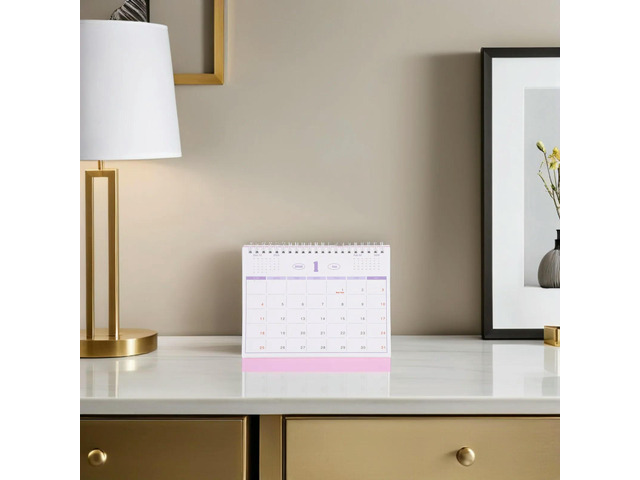 Table Calendar 2026 Desk Calendars for Women Simple Monthly Pink Paper Mini Desktop Planner