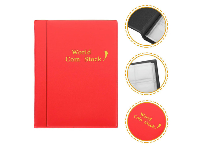 Sturdy PU Coin Collection Book Large Capacity Smooth Surface Coin Protection Album for Collectors Commemorative Coins