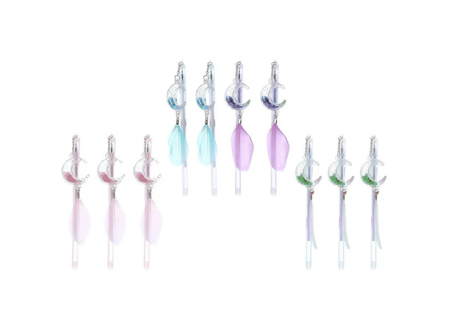 10Pcs Stylish Moon Pendant Gel Pens Premium Plastic Smooth No-Leak Writing Ideal for Exams School Office Stationery Gel