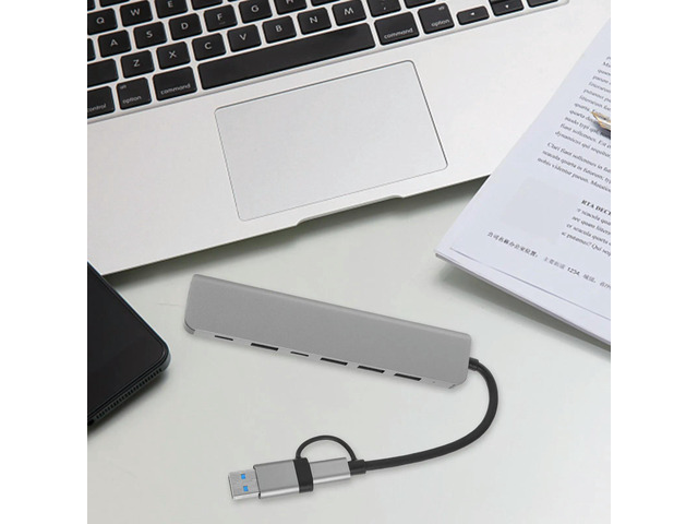 7 in 1 USB Expander Hub Multi-Port Splitter Adapter Type-C Docking Station for Laptop Multiple USB Ports Extension