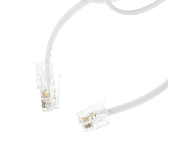 2pcs White 4 Core RJ11 to RJ45 Adapter Cable 8P8C Telephone Extension Cord 1 7m Ethernet Phone Line Converter PVC Copper
