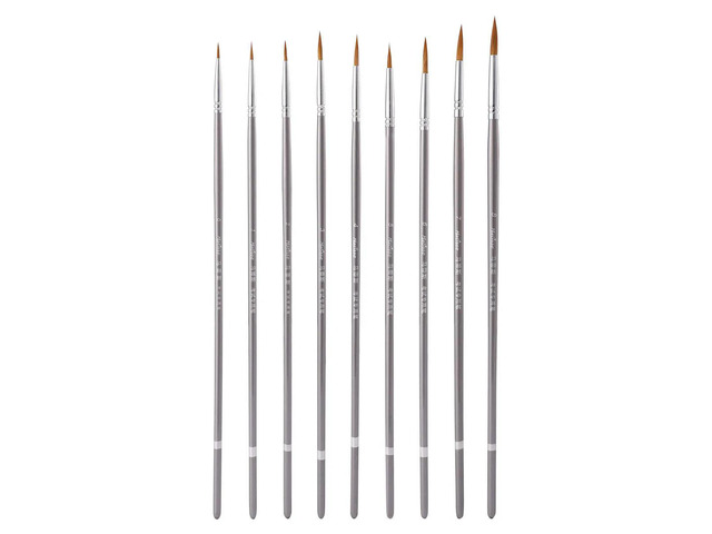 9Pcs Detail Paint Brushes Fine Line Drawing Pens Professional Set for Watercolor Acrylic Oil Painting Miniature Art Supplies