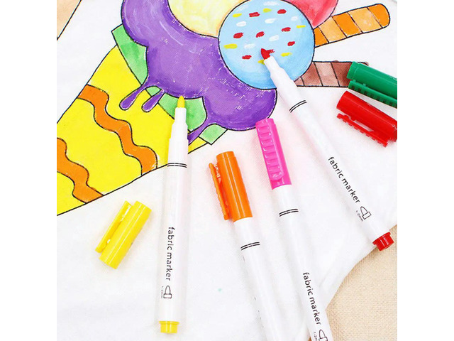 8Pcs Fabric Coloring Marker Pens DIY Cloth Quick Drying Fadeless Markers for Graffiti Painting Drawing Craft Art Supplies