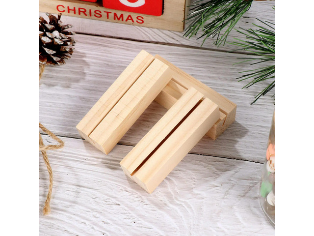 10Pcs Wooden Business Holder Thick Flat Base Unique Design Photo Stand Memo Card Display Organizer Table Holder for Office