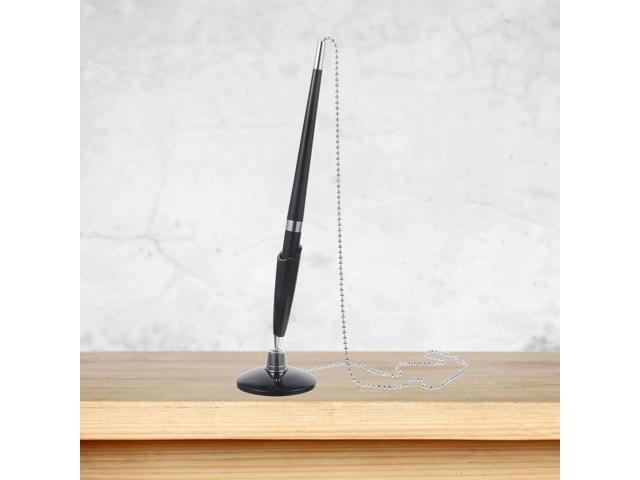 2Pcs Counter Pen Delicate Chain Table Fixed Ballpoint Professional Business Writing Signature Pen Vertical Stand Office