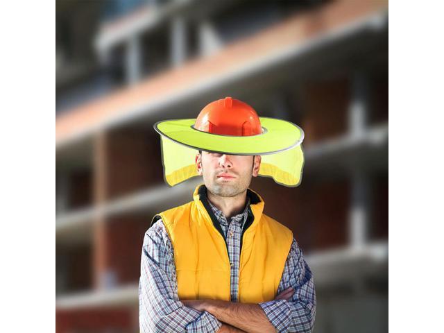 Full Brim Shield for Safety Helmets Breathable Mesh Nape Protector Large Shade Diameter High Visibility Reflective Edging Neon