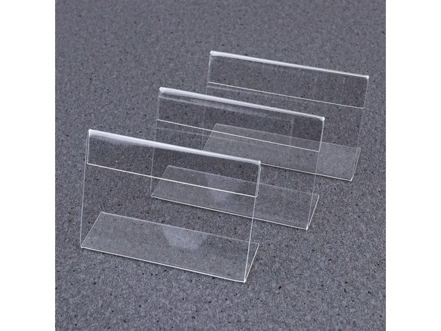 10Pcs Acrylic Display Stand Transparent High Clear L Shape Desktop Photo Paper Holder 90x60mm Office Store Meeting Room Show